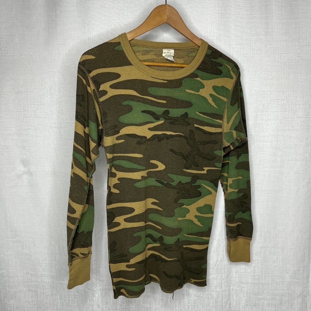 RETRO CAMO Print Thermal Large Vintage Long Sleeve Shirt
